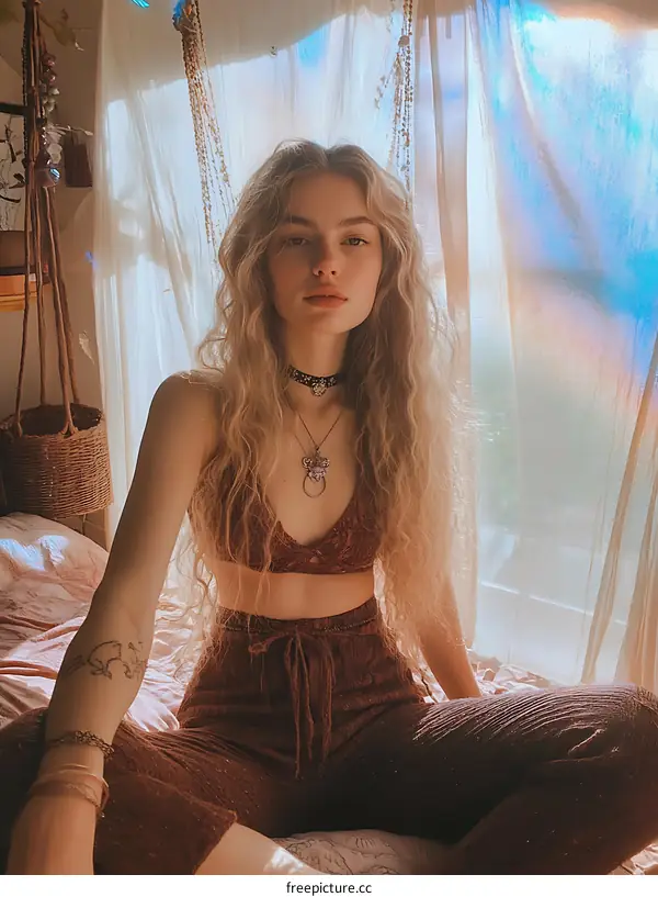 Stylish Woman in a Cozy Brown Outfit