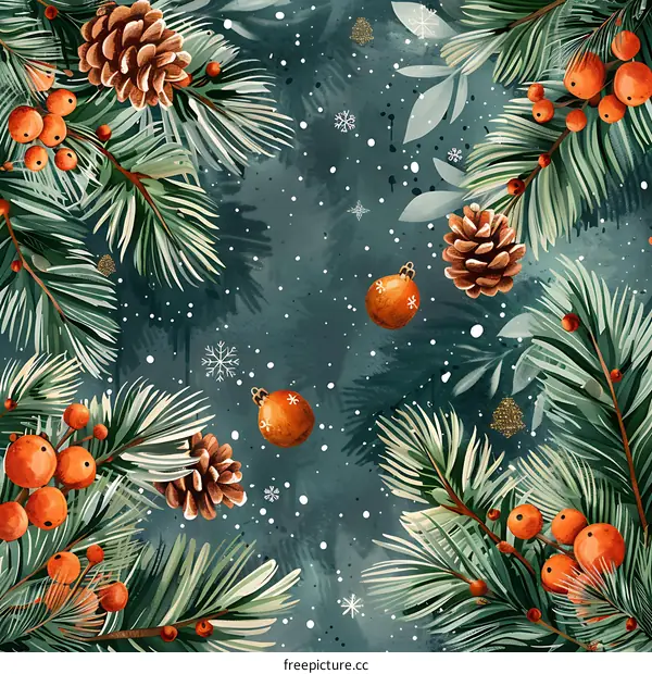 Hand-painted Christmas card illustration