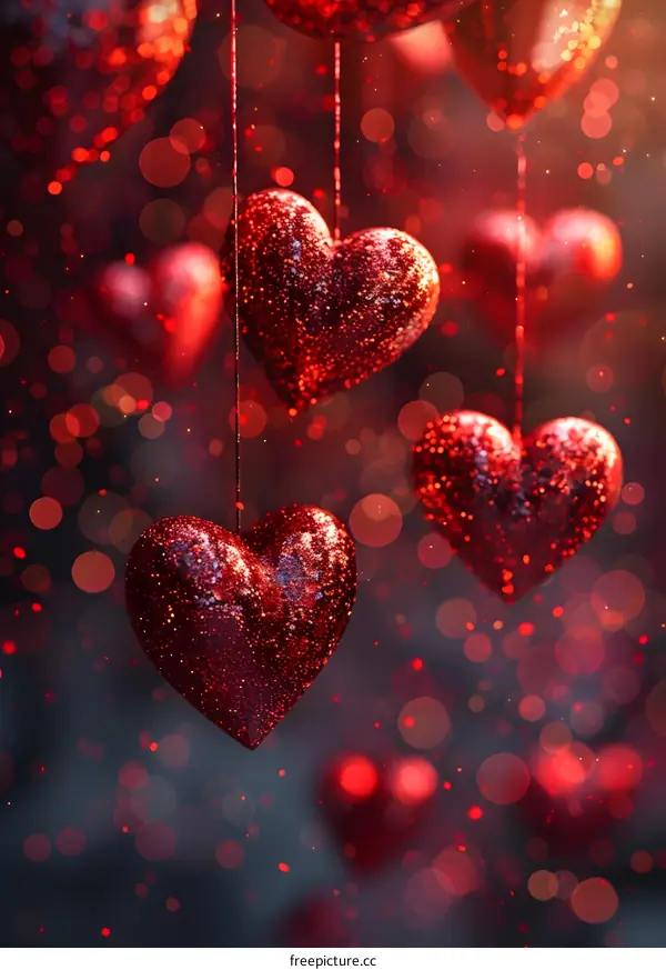 Red heart-shaped ornaments