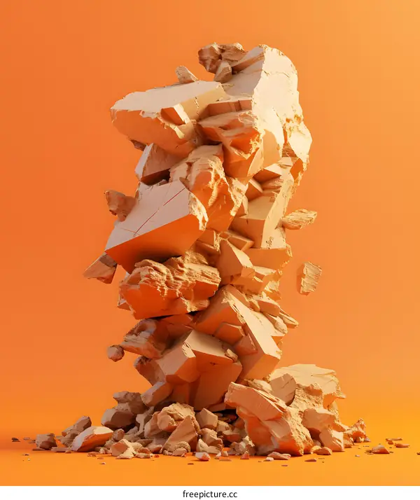 Abstract Orange 3D Rock Formation