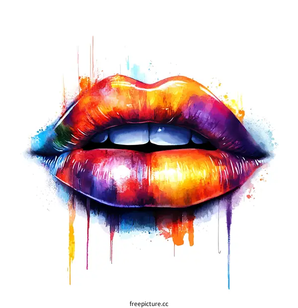 Colorful Lips Abstract Art Illustration