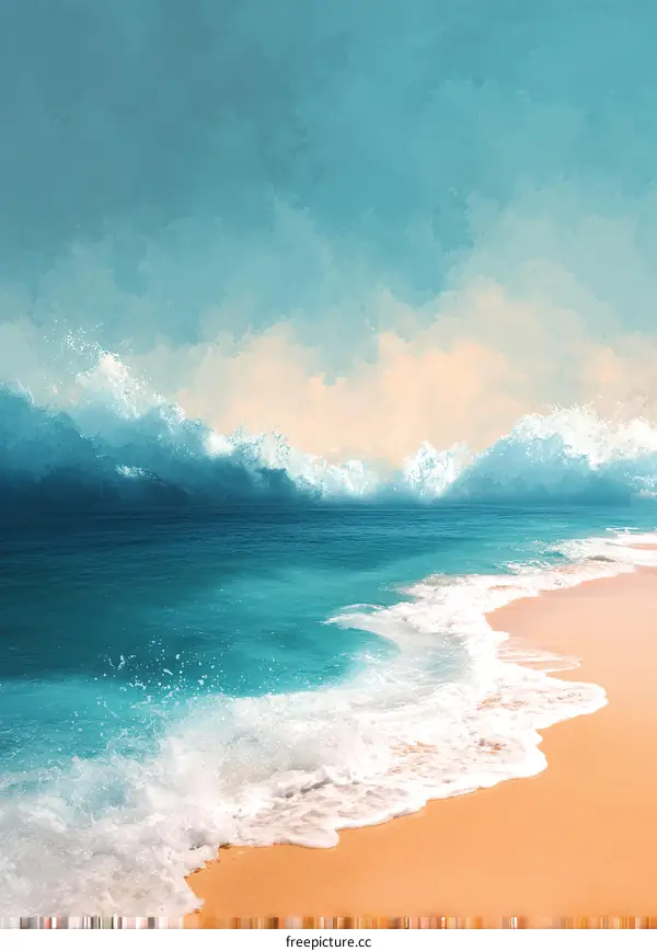 Colorful Coastal Seascape Painting