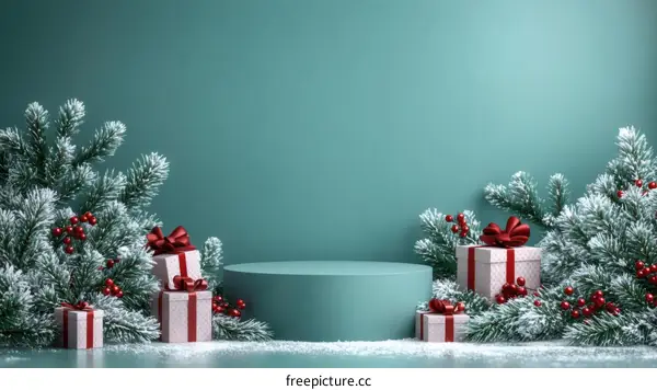 Christmas Gift Display Podium Scene
