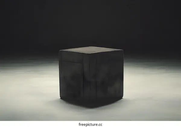 Dark Wooden Cube on a White Surface