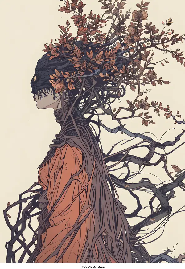 Woman with Tree Branches and Vines