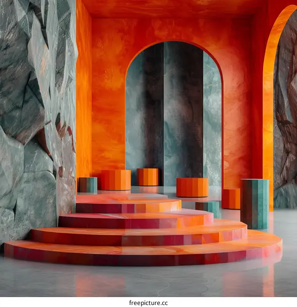 Abstract Orange and Green Interior Design