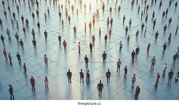 Large Crowd of Diverse People Connected in a Network