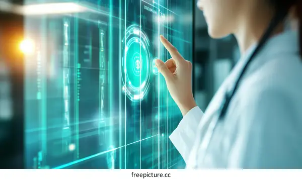 Doctor Interacting with Futuristic Medical Interface