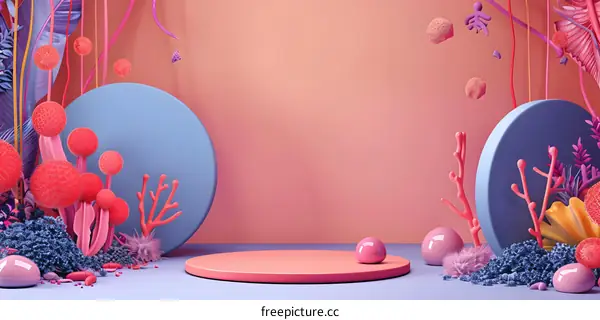 Abstract 3D Rendered Background With Pink And Blue Colors
