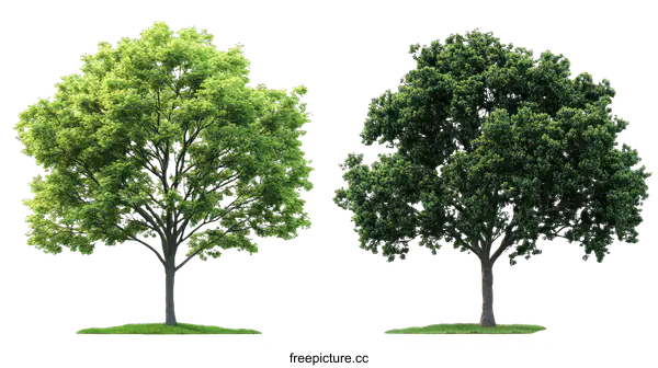 [Transparent Background PNG]Two Lush Trees Against a White Background