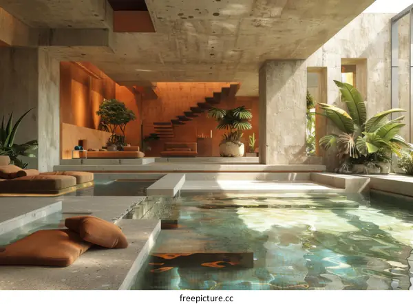 Modern Indoor Swimming Pool Design for Luxury Villas