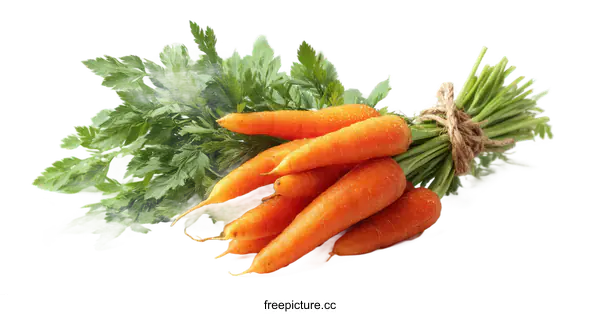 [Transparent Background PNG]Fresh Bunch of Baby Carrots with Green Leaves