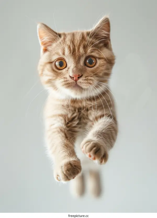 Cute ginger kitten reaching out with paws