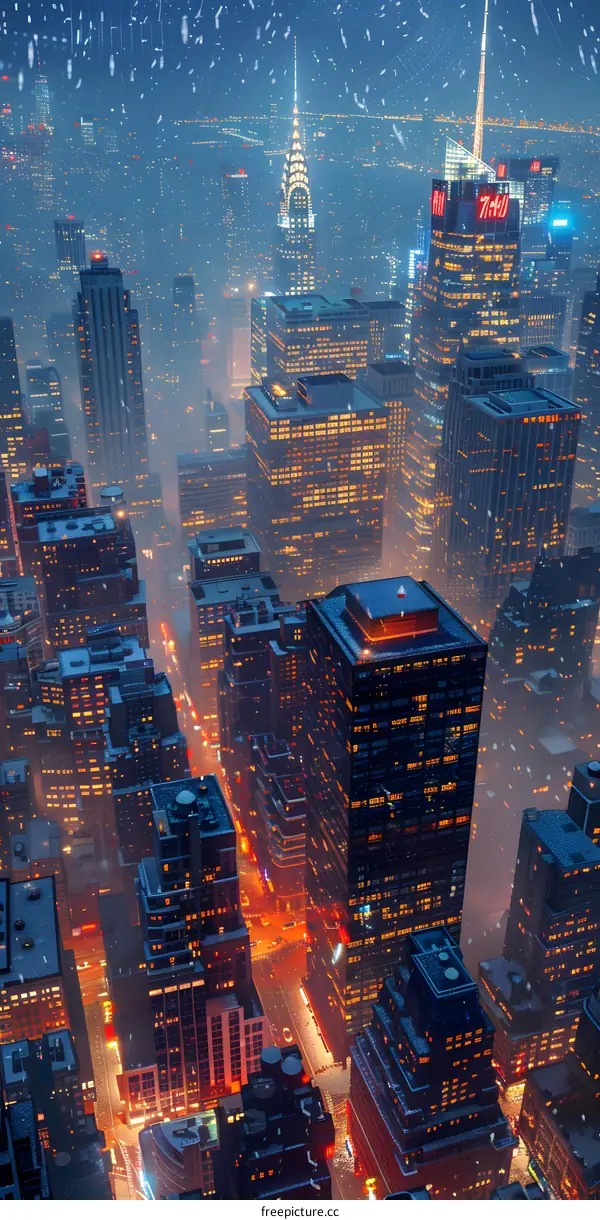 New York City Manhattan Night View