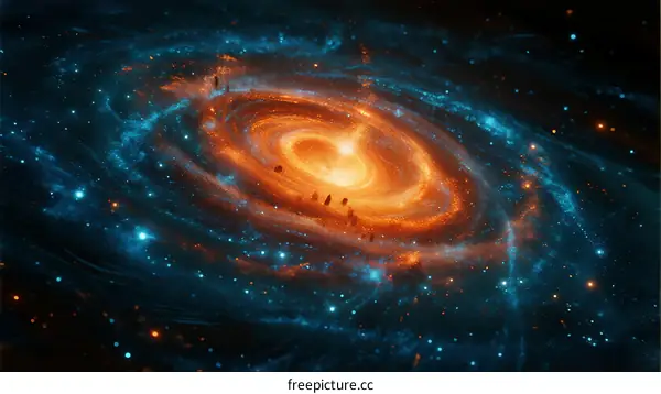 Vast Spiral Galaxy with Bright Center and Starry Arms