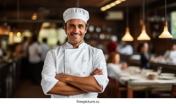 Portrait of a smiling chef in a restaurant