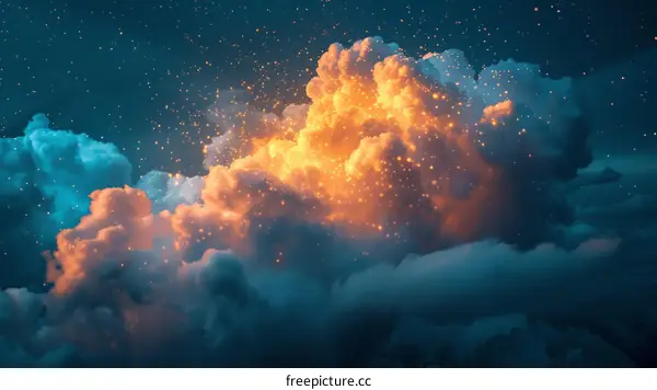 A beautiful landscape of a setting sun in a cloudy sky