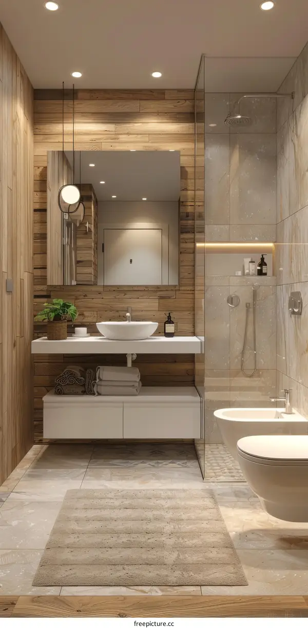 Modern Wooden Bathroom Interior Design