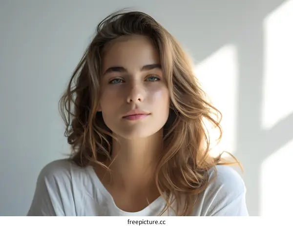 portrait of a young woman with freckles