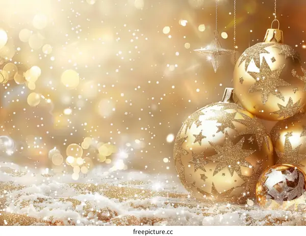 Sparkling Golden Christmas Ornaments