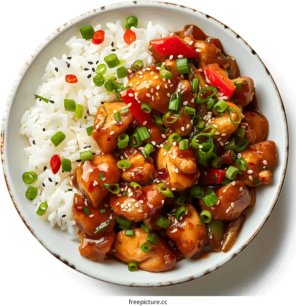 Bowl of Teriyaki Chicken and Rice