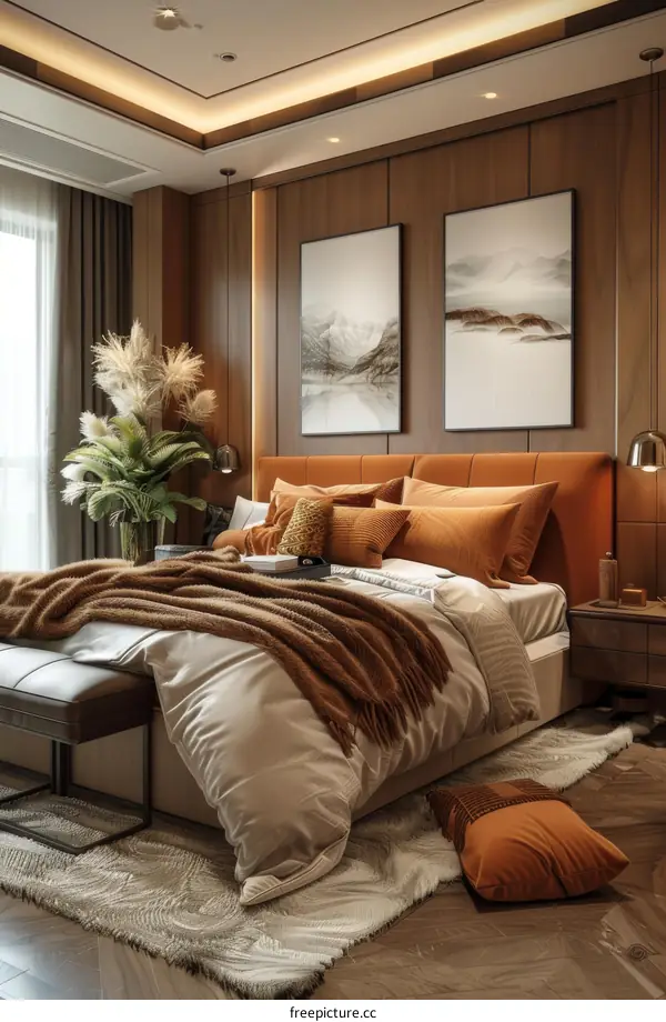Modern Bedroom Interior Design with Warm Tones