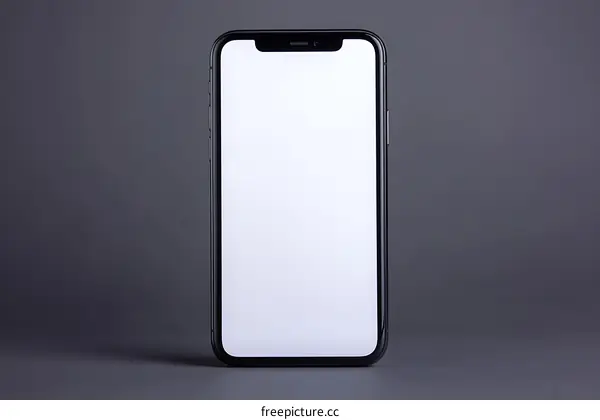 Black Smartphone Mockup with Blank White Screen