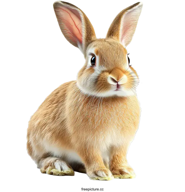 [Transparent Background PNG]Adorable Brown Rabbit Close-up on White Background