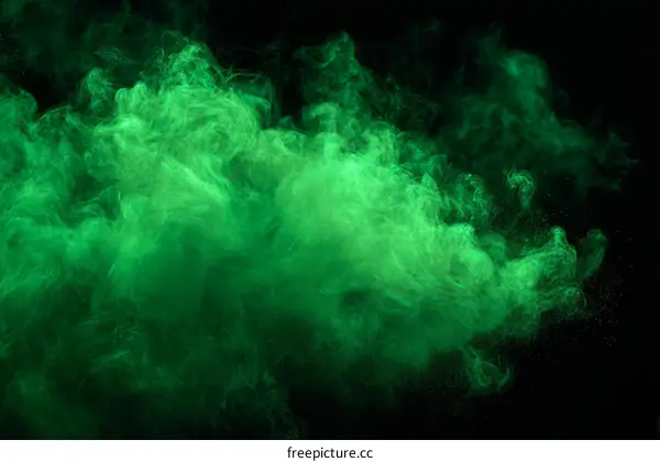 Abstract Green Smoke Art on Black Background