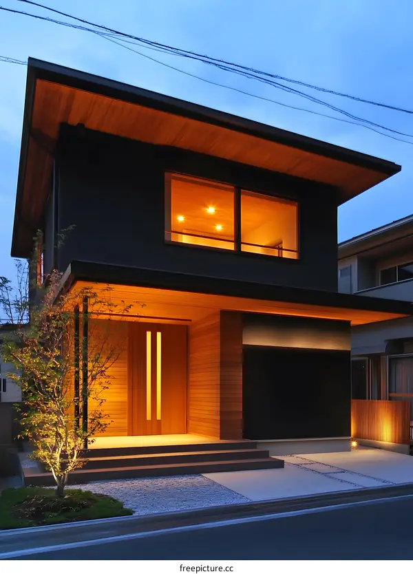 Modern Minimalist House Exterior With Wooden Accents