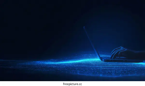 Abstract Digital Artwork of Person Working on Laptop