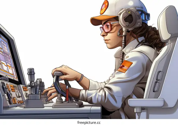 Female Engineer Operating a Control Panel in an Industrial Setting