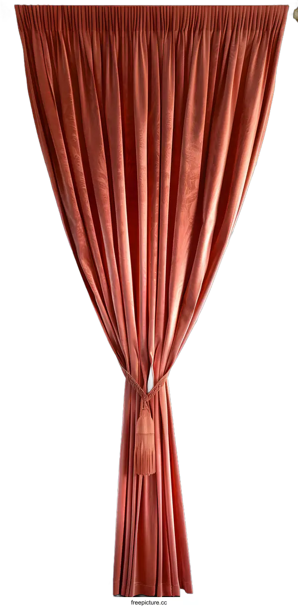 [Transparent Background PNG]Close up of Red Velvet Curtains with Tassels
