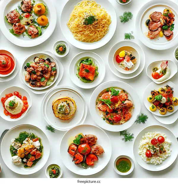 Elegant Gourmet Buffet Cuisine Display