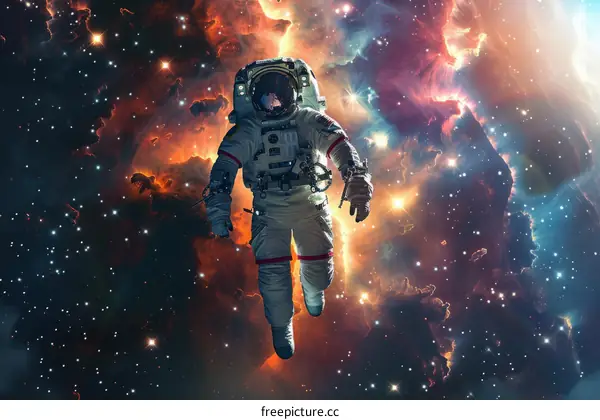 Astronaut Floating in the Immeasurable Expanse of the Cosmos