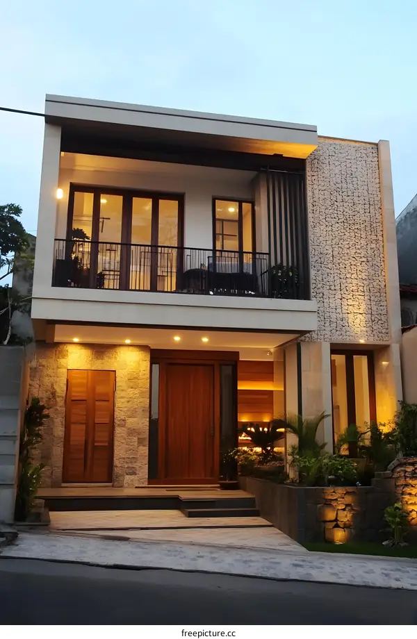 Modern Two Story Home With Stone Facade