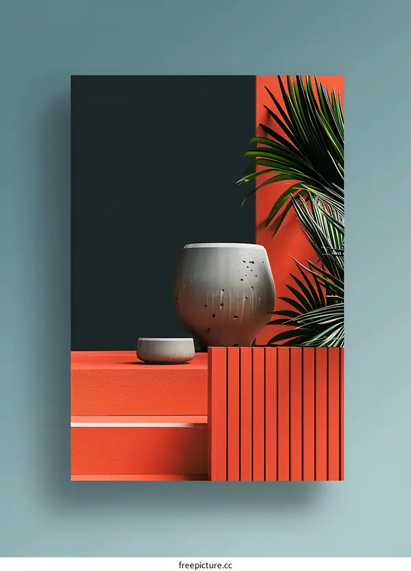 Modern Design Interior with Red and Green Color Palette