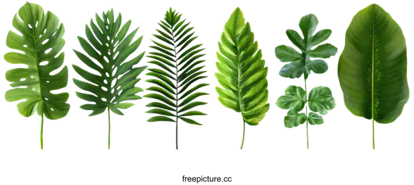 [Transparent Background PNG]Collection of Tropical Leaves Illustration