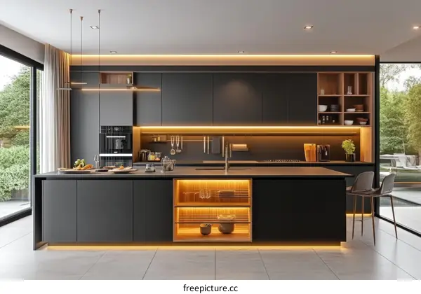 Modern Contemporary Kitchen Design with Warm Lighting