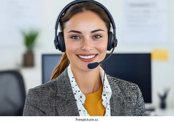Smiling Customer Service Representative in Office