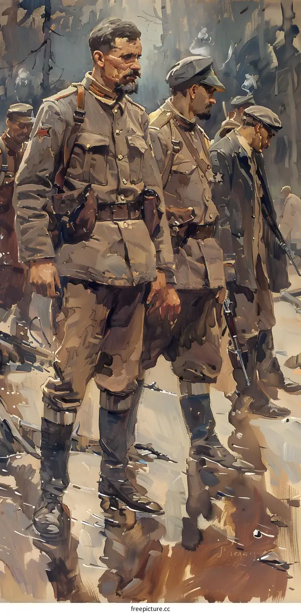 Three soldiers in the forest