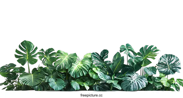 [Transparent Background PNG]Tropical Green Leaves on White Background