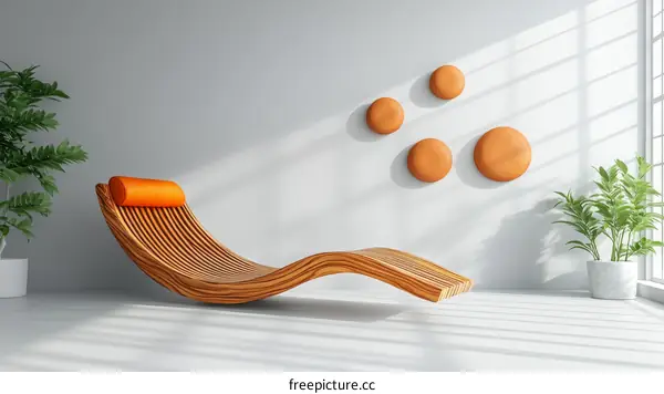 Modern Wooden Lounger in Minimalist Interior Design