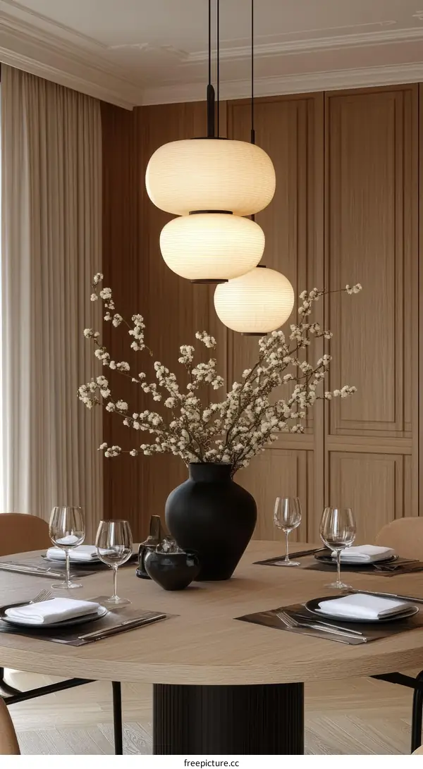 Modern Dining Room with Hanging Pendant Lights