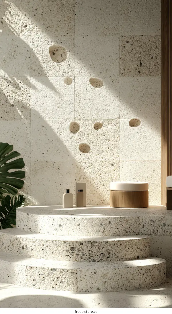 Modern Spa Stone Steps with Natural Light