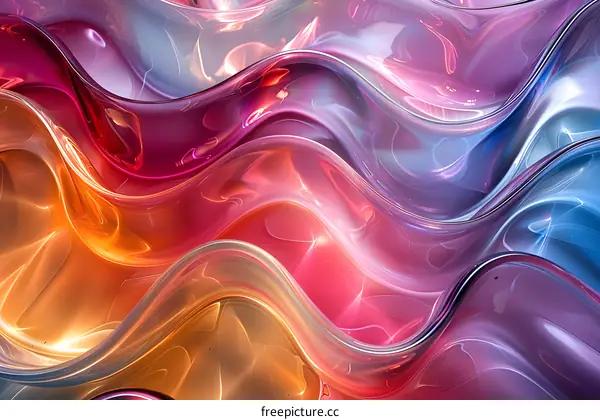 Colorful abstract painting with smooth wavy folds