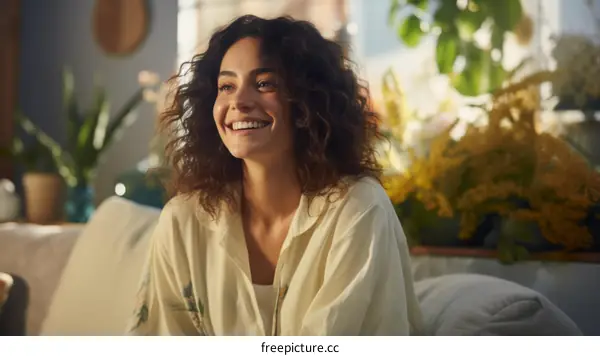 Portrait of a beautiful young woman smiling