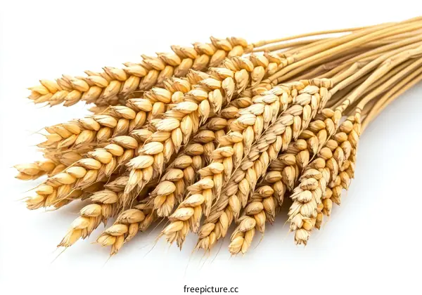 Wheat Ears Close-up on White Background