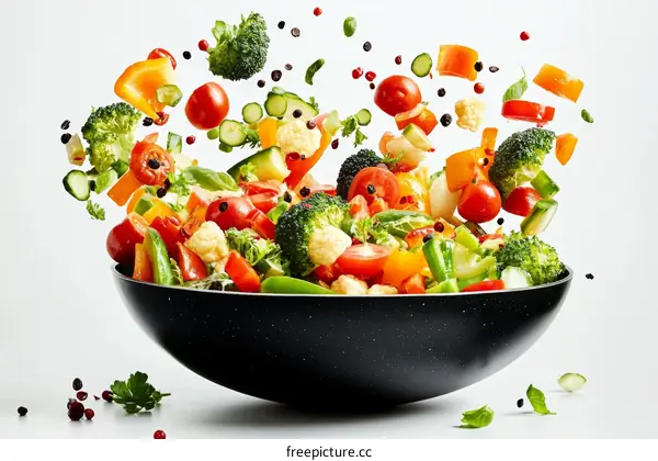 Delicious Vegetable Stir-fry in Wok