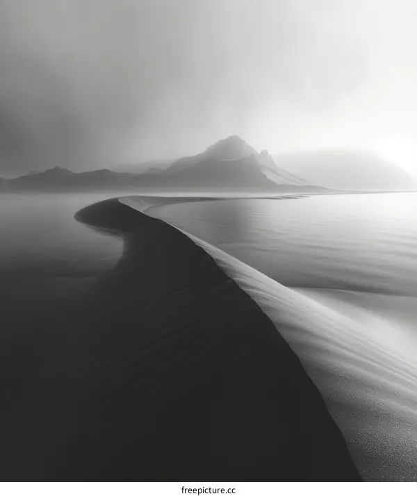 Black and white photo of a sand dune in the desert